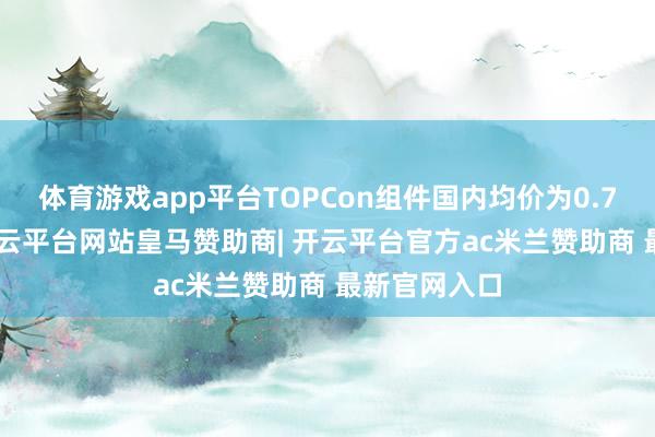 体育游戏app平台TOPCon组件国内均价为0.739元/瓦-开云平台网站皇马赞助商| 开云平台官方ac米兰赞助商 最新官网入口